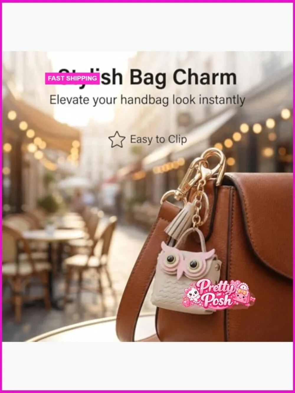 PU Leather Owl Mini Backpack Keychain with Tassel and Snap Closure